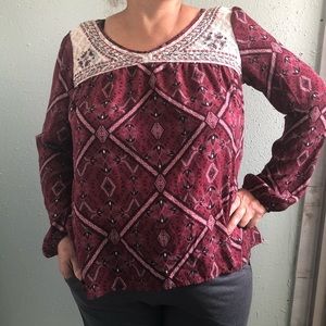 Xhilaration printed long sleeve blouse